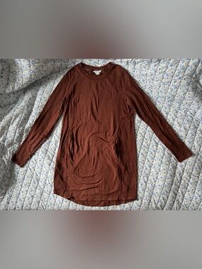 Athleta Brown Long Sleeve Soft Balance Dress W/ Pockets Size M